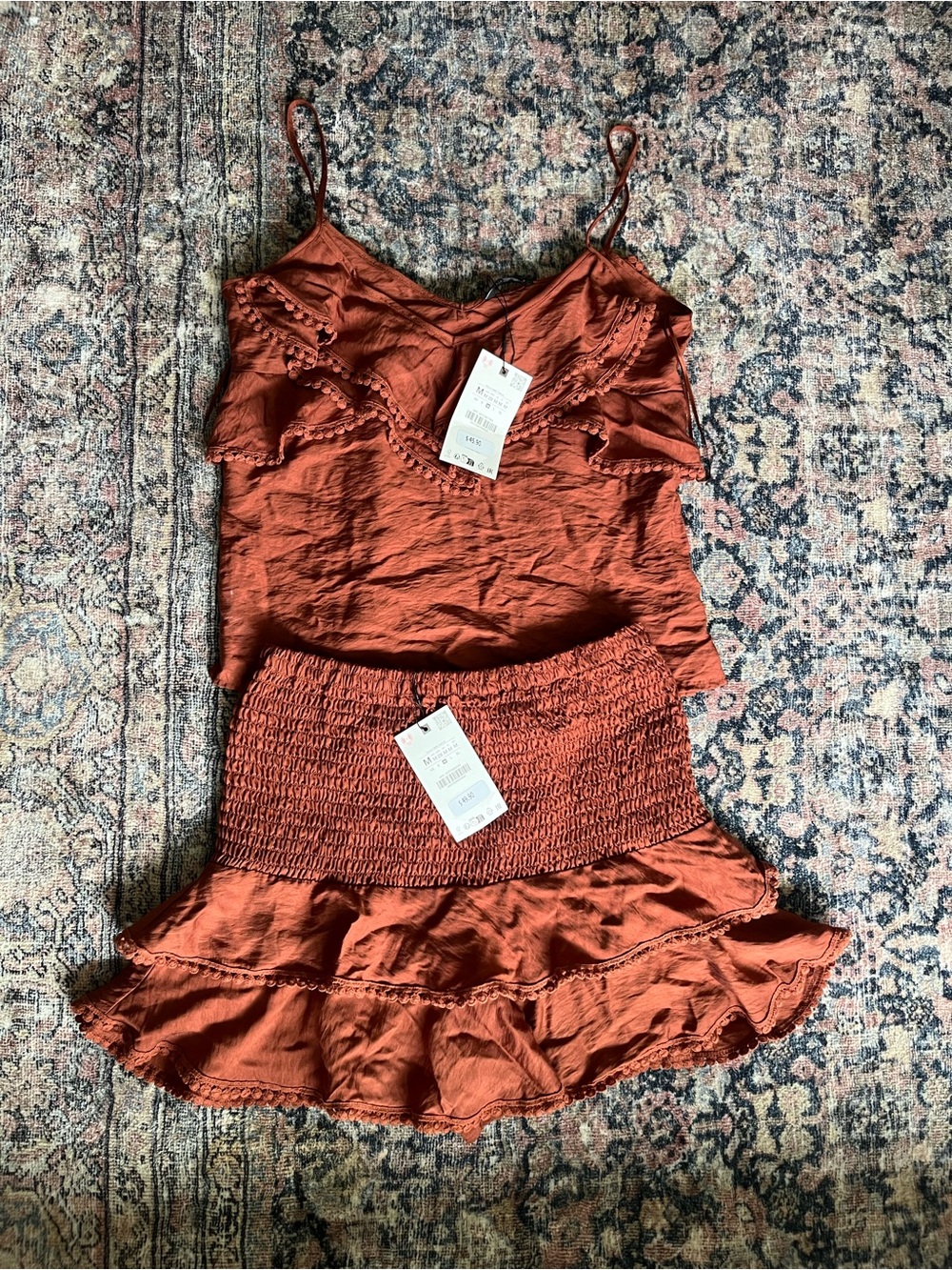 Zara Ruffle Cami & Smocked Mini Skort Set